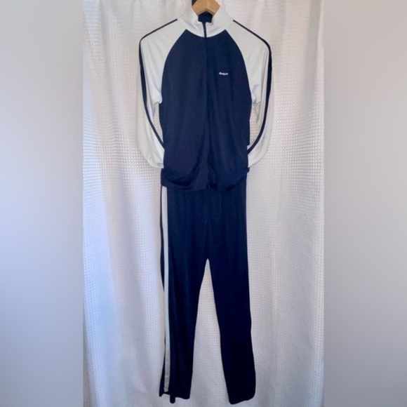 Vintage REEBOK Y2K navy blue&white 2 pcs set tracksuit Jacket&pants Sz Medium - Picture 3 of 16